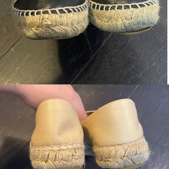 Chanel CC Cap Toe Espadrilles Beige & Black Lambskin Leather Size 38 shoe flat - Picture 15 of 15
